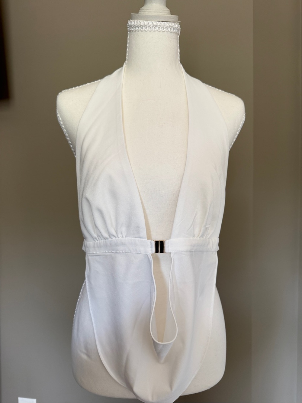 ASOS White Plunge Halter Top